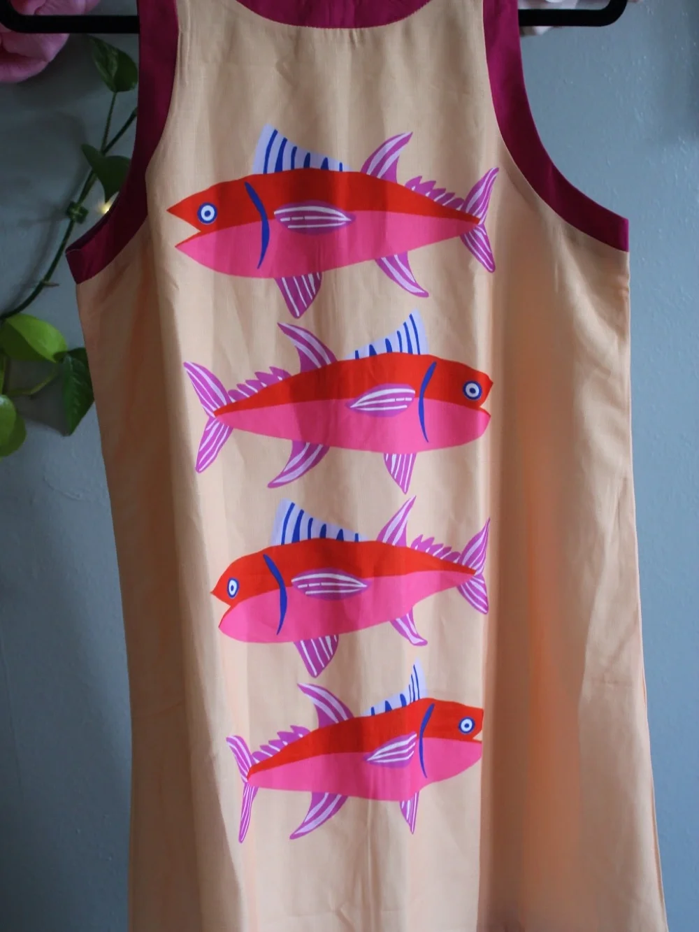 Nice To Meet You Sardine Fish Print Shift Dress Size S